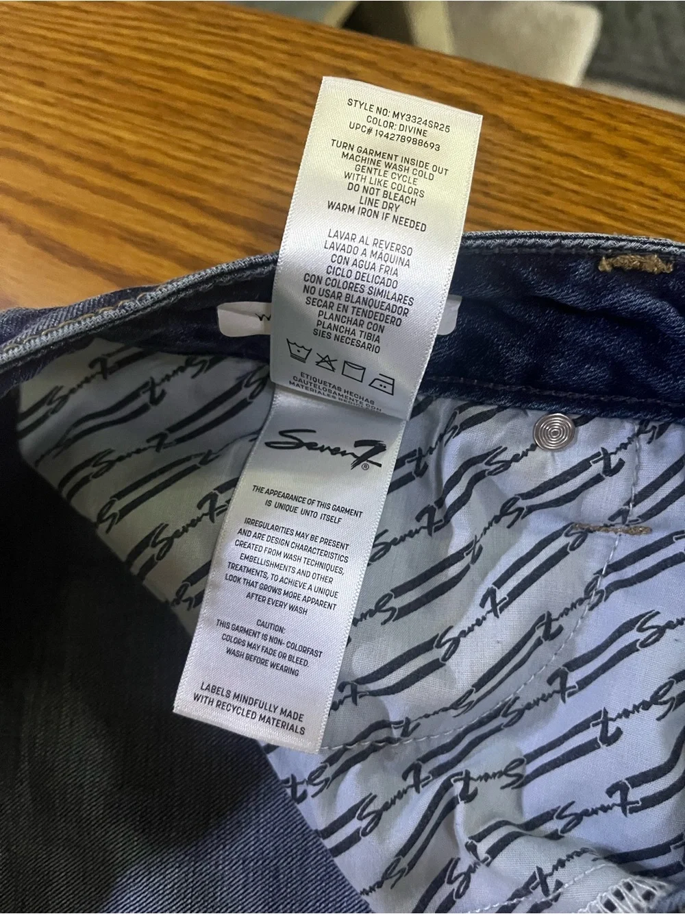 Seven7 Dark Blue Denim Shorts with White Logo Size 10